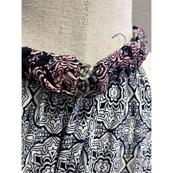 Maggy London Comet Knit Halter Stretch Sleeveless Navy Pink Maxi Dress Size 4P - Picture 5 of 6